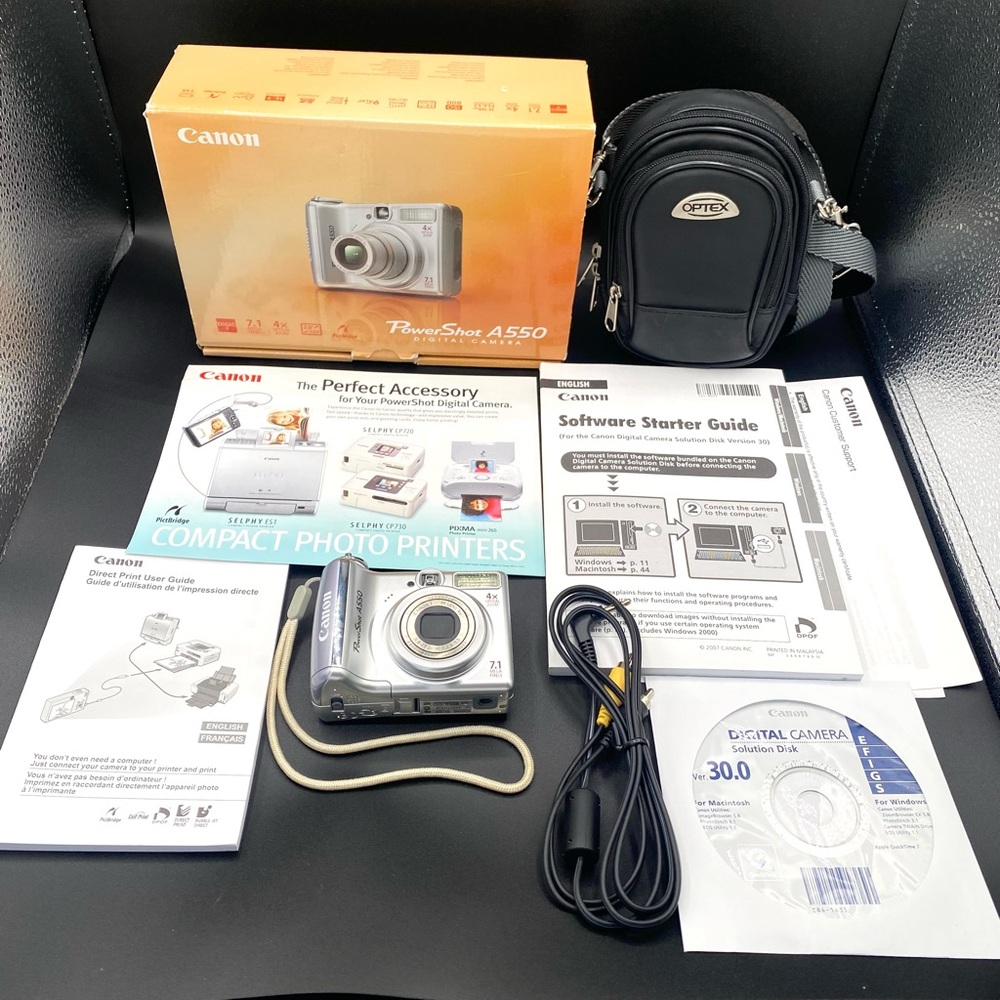 Canon Powershot A550 Digital Camera 7.1mp with Box Manual Disc - Tested Works